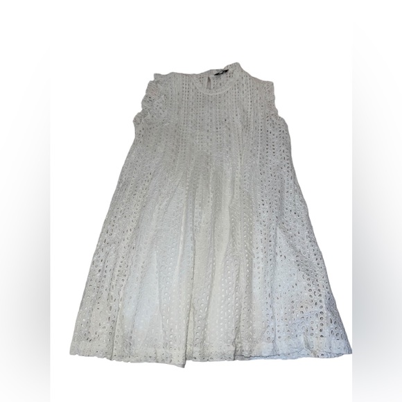 NWT Madewell Eyelet Ruffle-Sleeve Pintuck Mini Dress - Picture 8 of 16